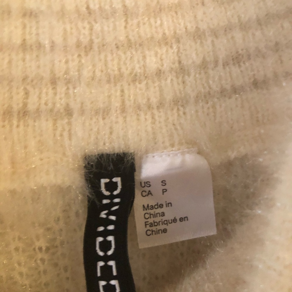 SOLD - Cream Fuzzy Off Shoulders Sweater - Picture 3 of 3